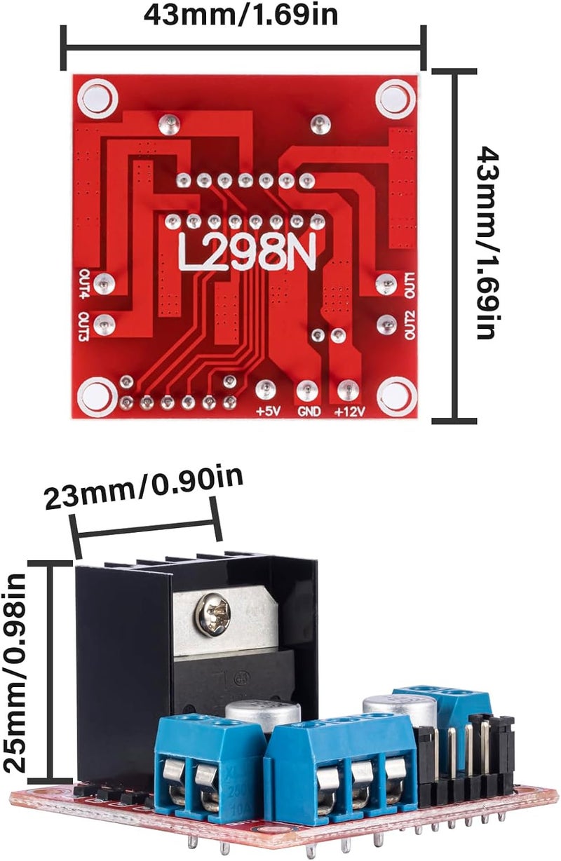 JTAREA L298N H Bridge Stepper Motor Driver Module DC Motors Drivers Dual H-Bridge for Arduino Smart Car Power UNO MEGA R3 Mega2560 (Pack of 6pcs) - Image 2